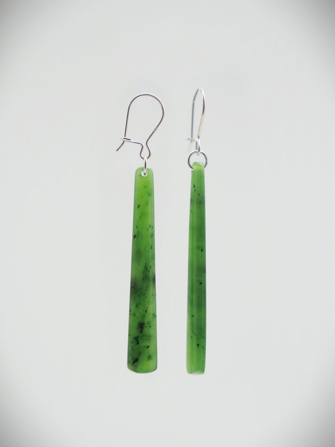 Moko Pounamu NZ Genuine Kahurangi Greenstone & Sterling Silver  Earrings