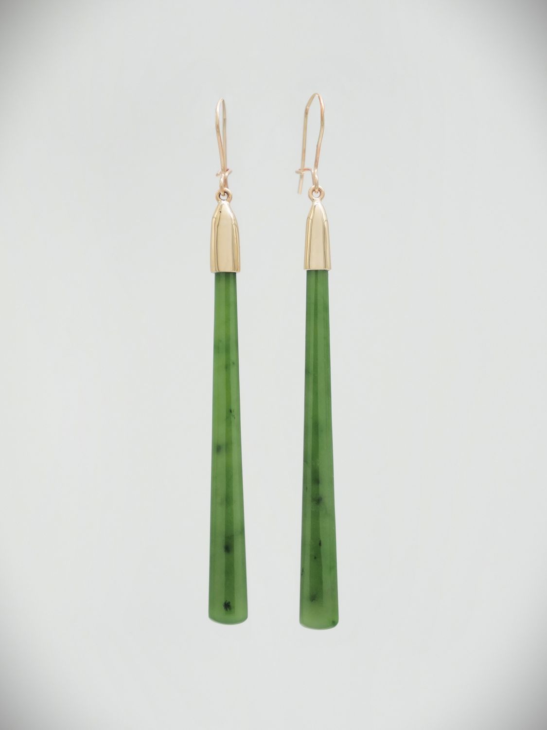 Moko Pounamu NZ Kahurangi Greenstone & 9ct Gold Earrings 12358