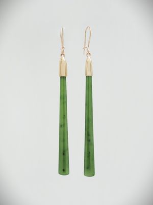 Moko Pounamu NZ Kahurangi Greenstone & 9ct Gold Earrings 12358