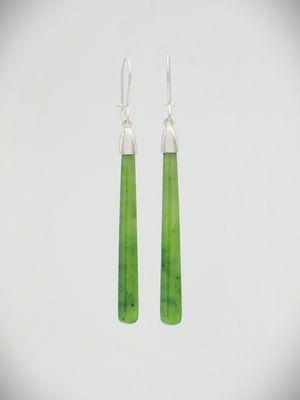 Moko Pounamu NZ Kahurangi Greenstone & Sterling Silver Earrings 12361