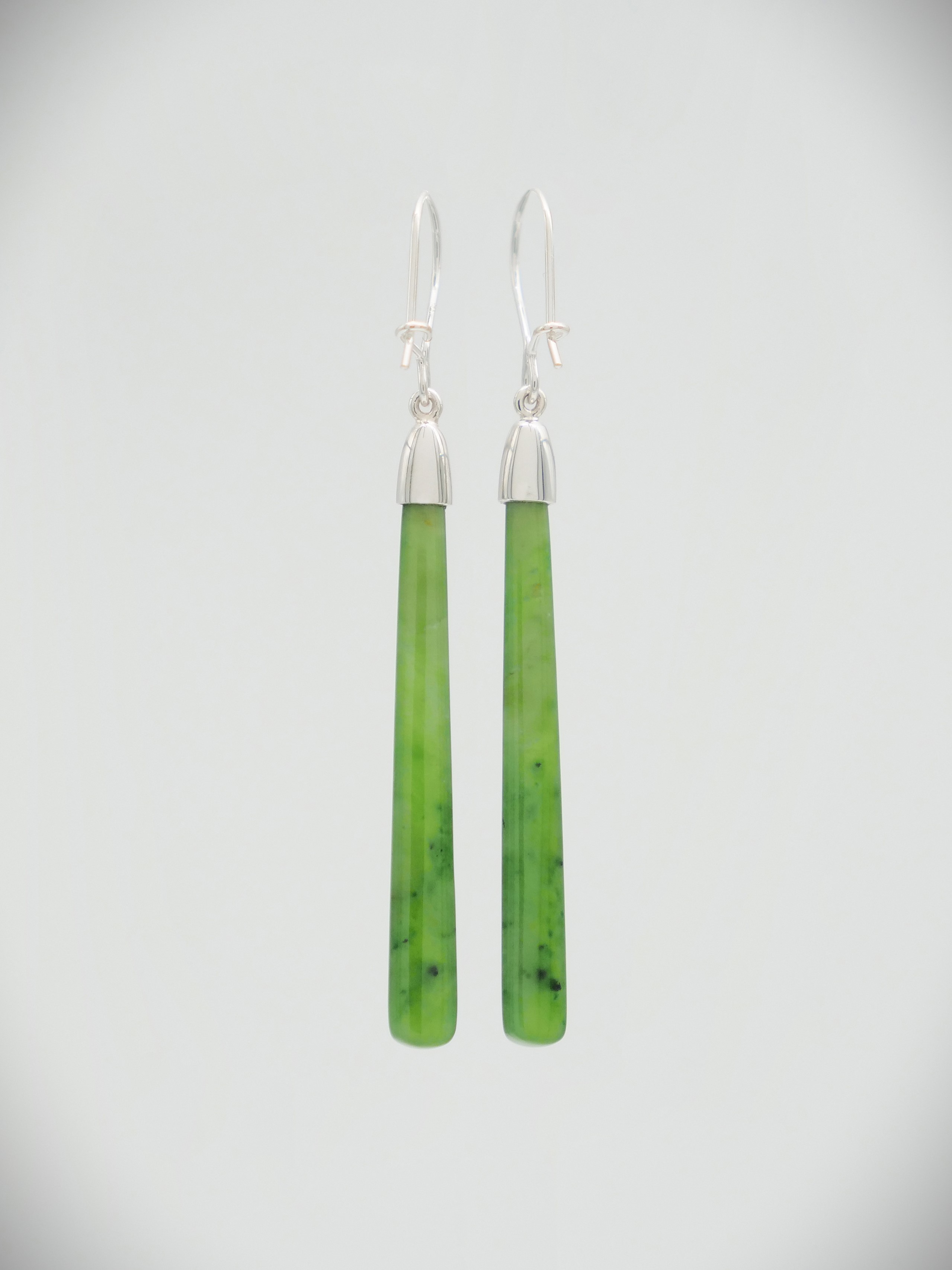 Moko Pounamu NZ Kahurangi Greenstone & Sterling Silver Earrings 12361