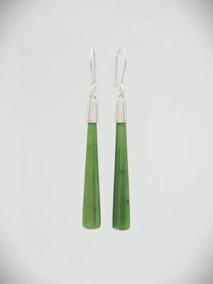 Moko Pounamu NZ Kahurangi Greenstone & Sterling Silver Earrings 12362