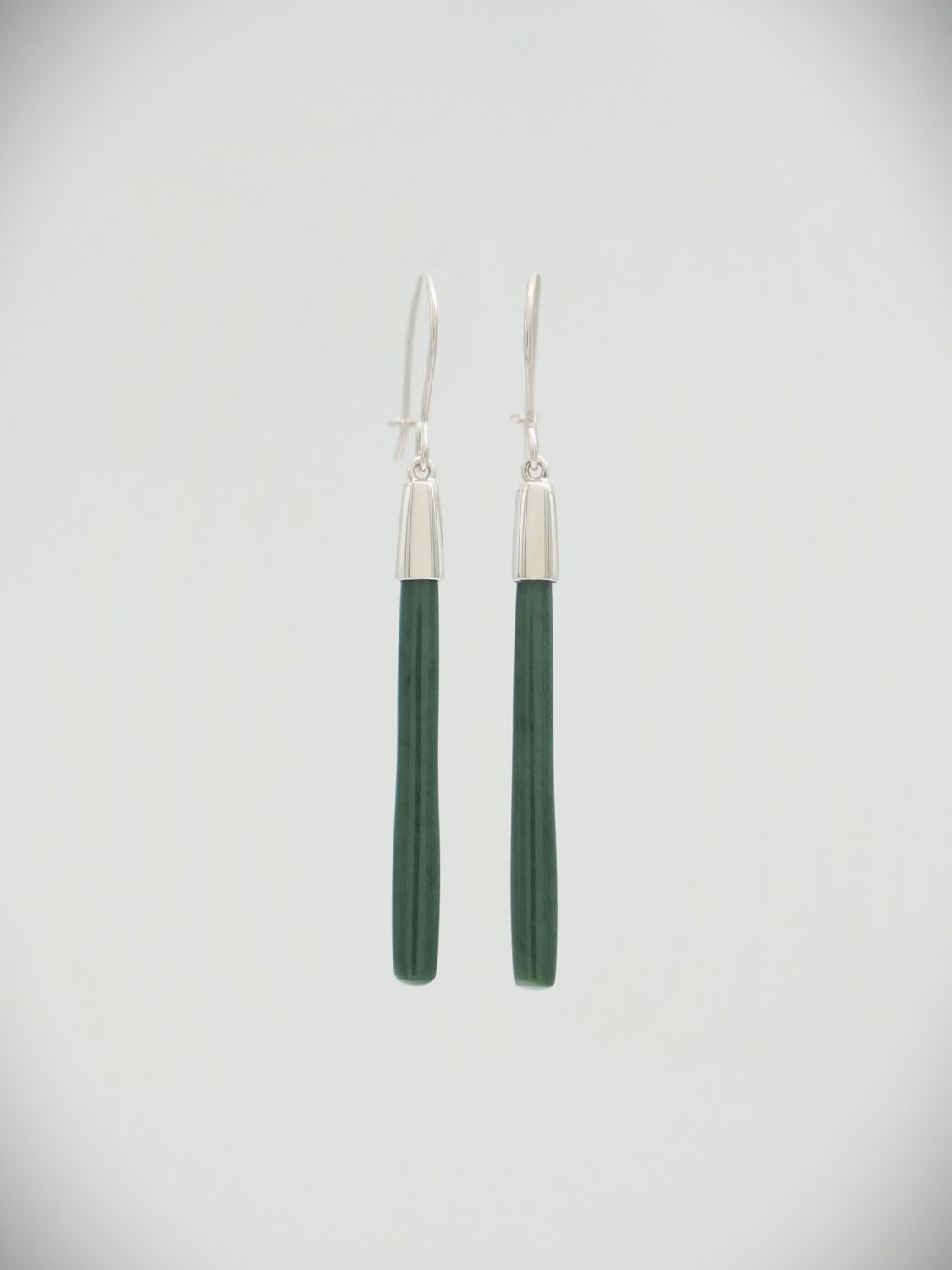 Moko Pounamu NZ Kawakawa Greenstone & Sterling Silver  Earrings 12363