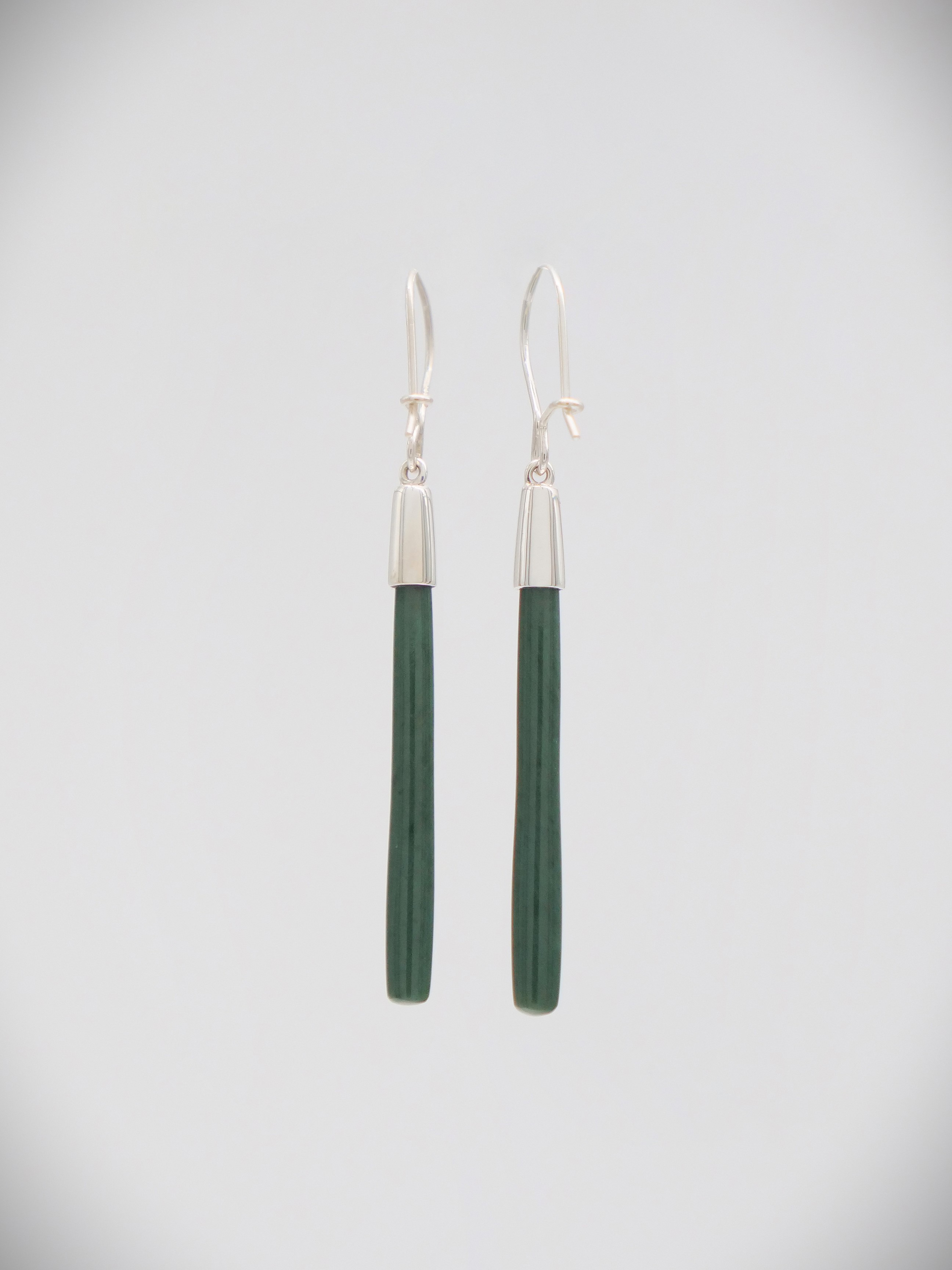 Moko Pounamu NZ Kawakawa Greenstone & Sterling Silver  Earrings 12363