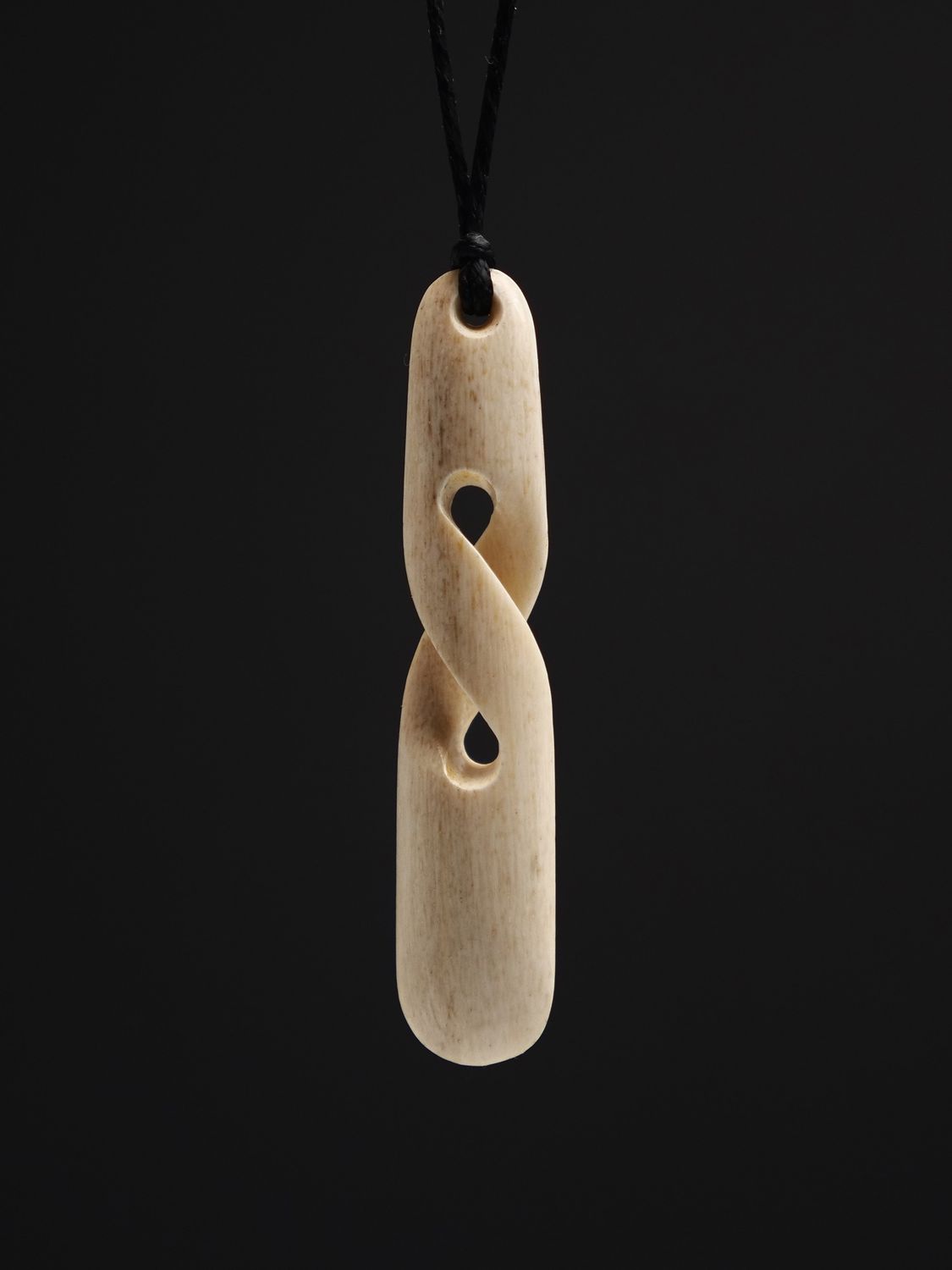 Moko Pounamu Pikorua (Twist) Whale Bone Carving - Waiau