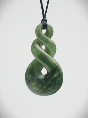 Moko Pounamu Double Pikorua NZ Genuine Kahotea Greenstone - Te Hapua