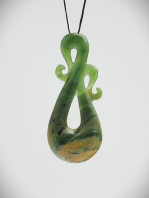 Moko Pounamu  Contemporary Design NZ Genuine Marsden Putiputi (Flower)Greenstone - Waimea