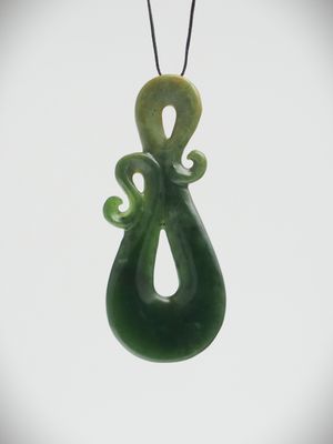 Moko Pounamu  Contemporary Design NZ Genuine Marsden Putiputi (Flower)Greenstone - Kowhai