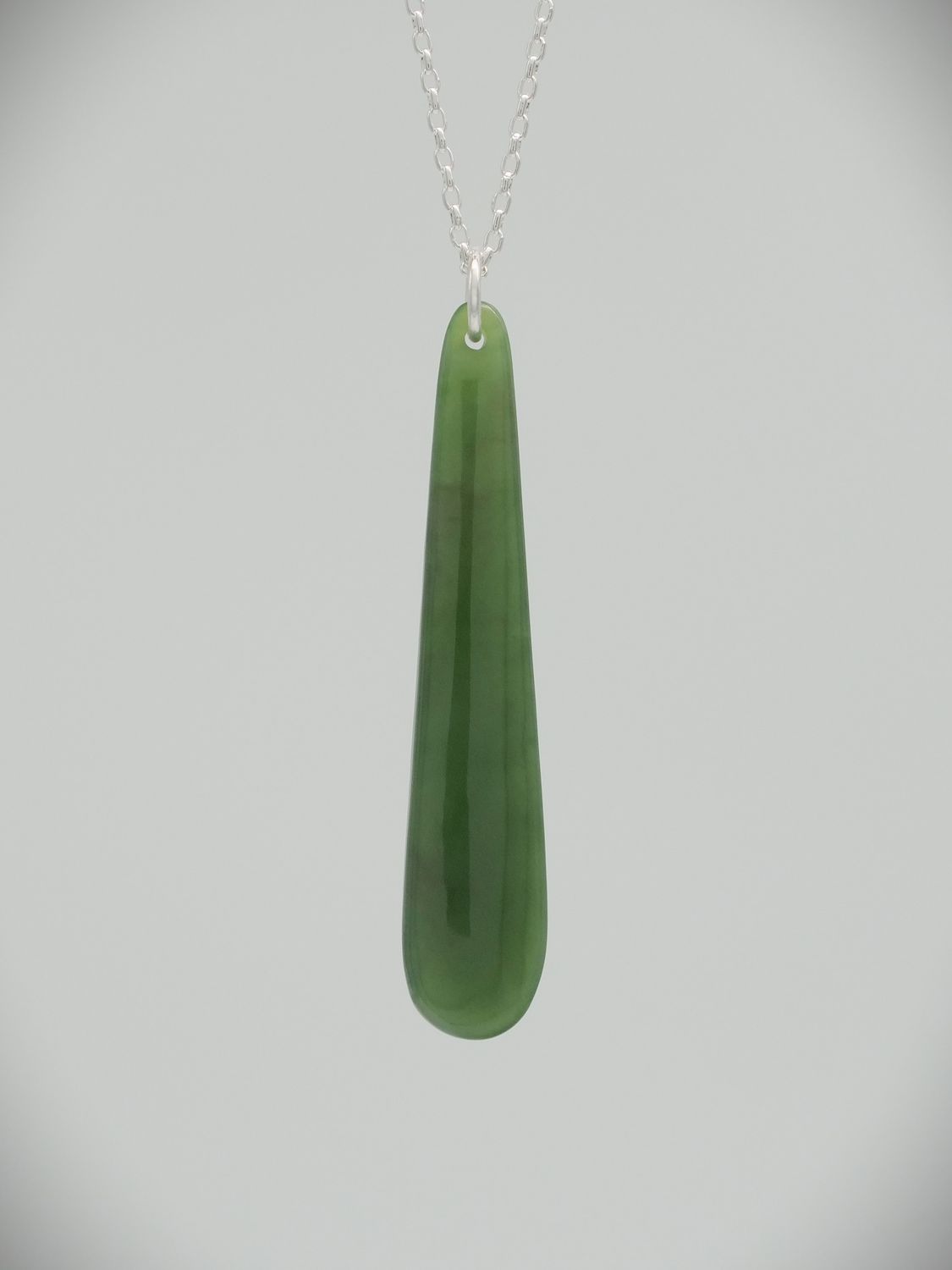 Moko Pounamu Roimata Teardrop NZ Genuine Kahurangi Greenstone & Sterling Silver - Ohoka