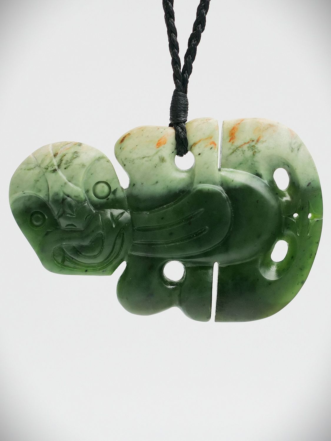 Moko Pounamu Hei Tiki NZ Genuine Kahurangi Flower Greenstone - Tuawera