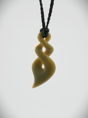Moko Pounamu Double Pikorua NZ Genuine Inanga Greenstone  - Rauhea