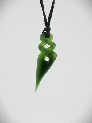 Moko Pounamu Contemporary Double Pikorua NZ Genuine Kahurangi Greenstone - Turanga