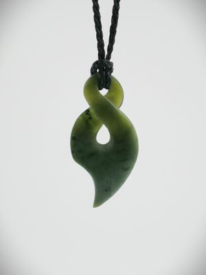 Moko Pounamu Double Pikorua NZ Genuine Kawakawa Flower Greenstone - Tainui