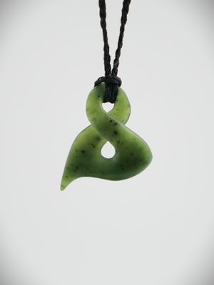 Moko Pounamu Contemporary Double Pikorua NZ Genuine Kahurangi Greenstone - Remuera