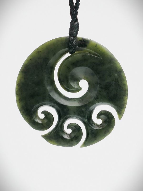 Moko Pounamu Porohita (Disc) Koru NZ Genuine Kawakawa Greenstone - Horotane