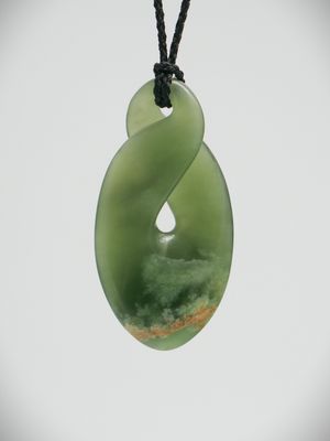Moko Pounamu Contemporary Pikorua NZ Genuine Kahurangi Flower Greenstone - Taringatura