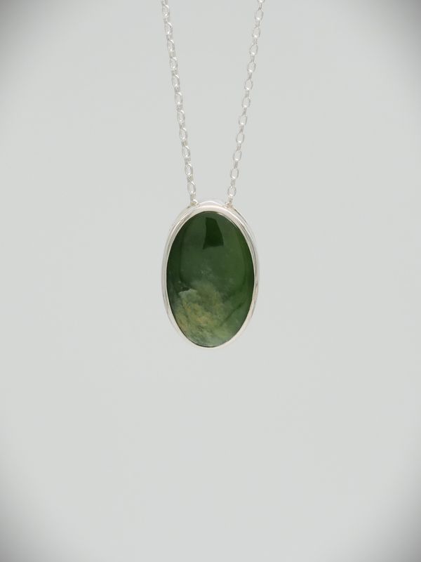 Moko Pounamu Gilt Jewellery Kahurangi Flower Greenstone & Sterling Silver Pendant