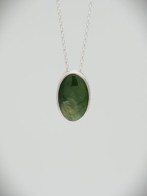 Moko Pounamu Gilt Jewellery Kahurangi Flower Greenstone & Sterling Silver Pendant 12602