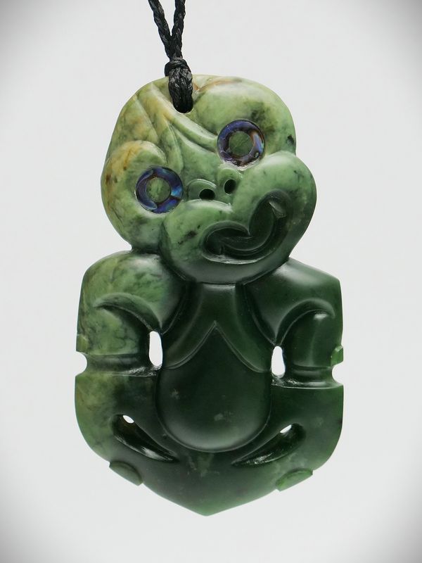 Moko Pounamu Hei Tiki NZ Kahurangi Flower Greenstone Titoki