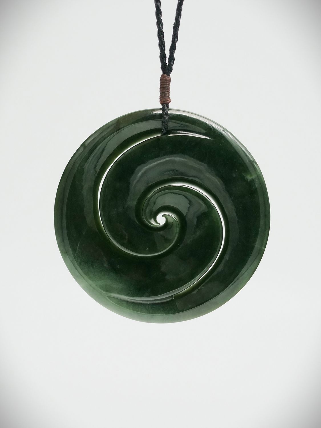 Moko Pounamu Koru NZ Genuine Kawakawa Flower Greenstone - Tui