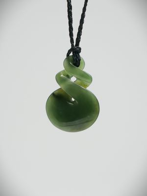 Moko Pounamu Double Pikorua (Twist) NZ Genuine Kahurangi Greenstone - Mapua