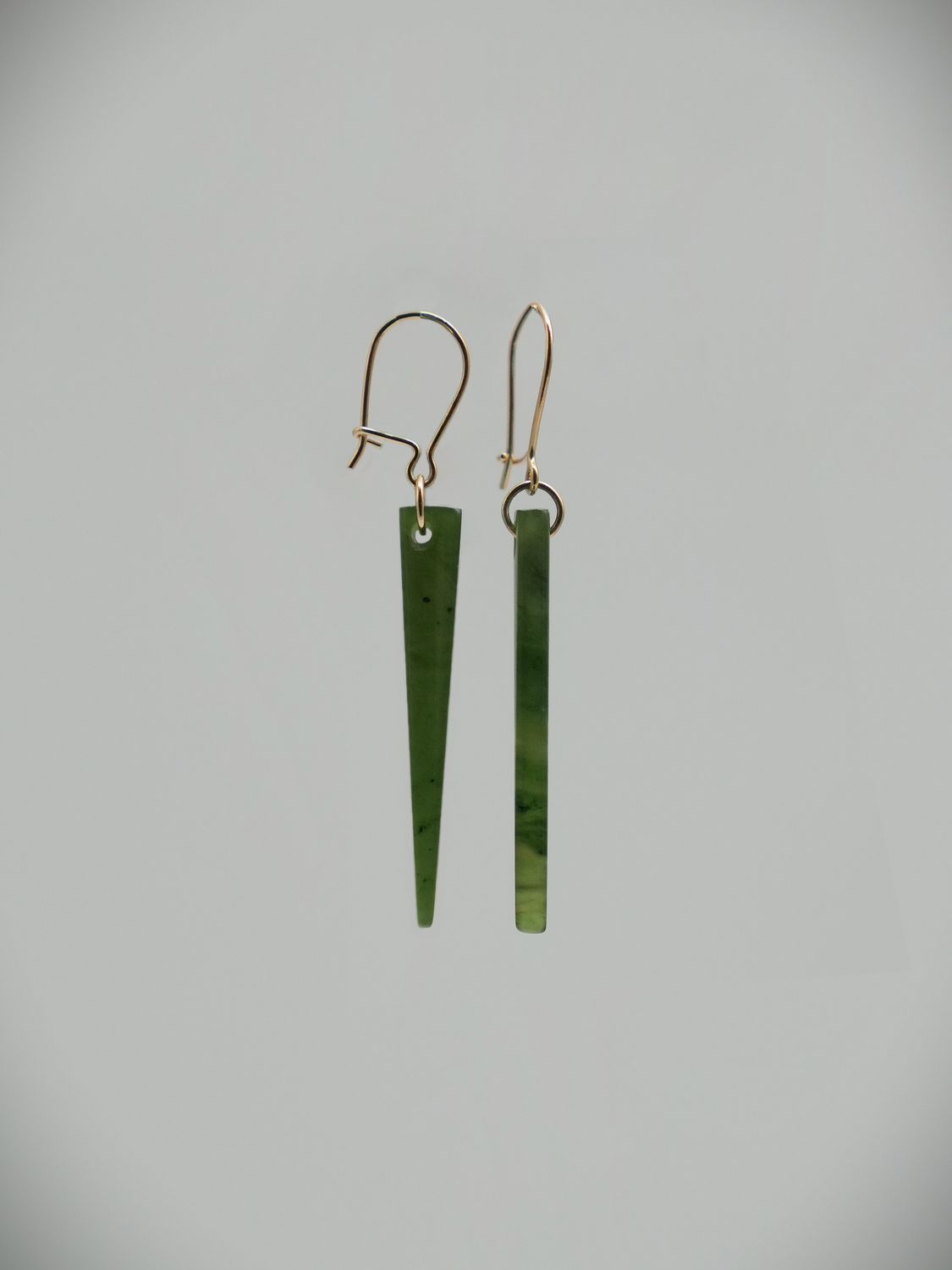 Moko Pounamu NZ Kahurangi Greenstone & 9ct Gold Earrings 12656