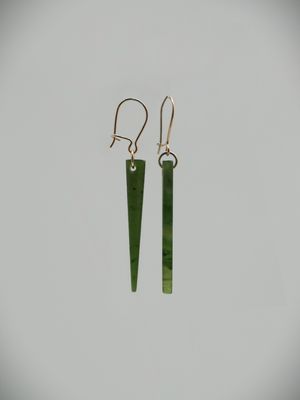 Moko Pounamu NZ Kahurangi Greenstone & 9ct Gold Earrings 12656