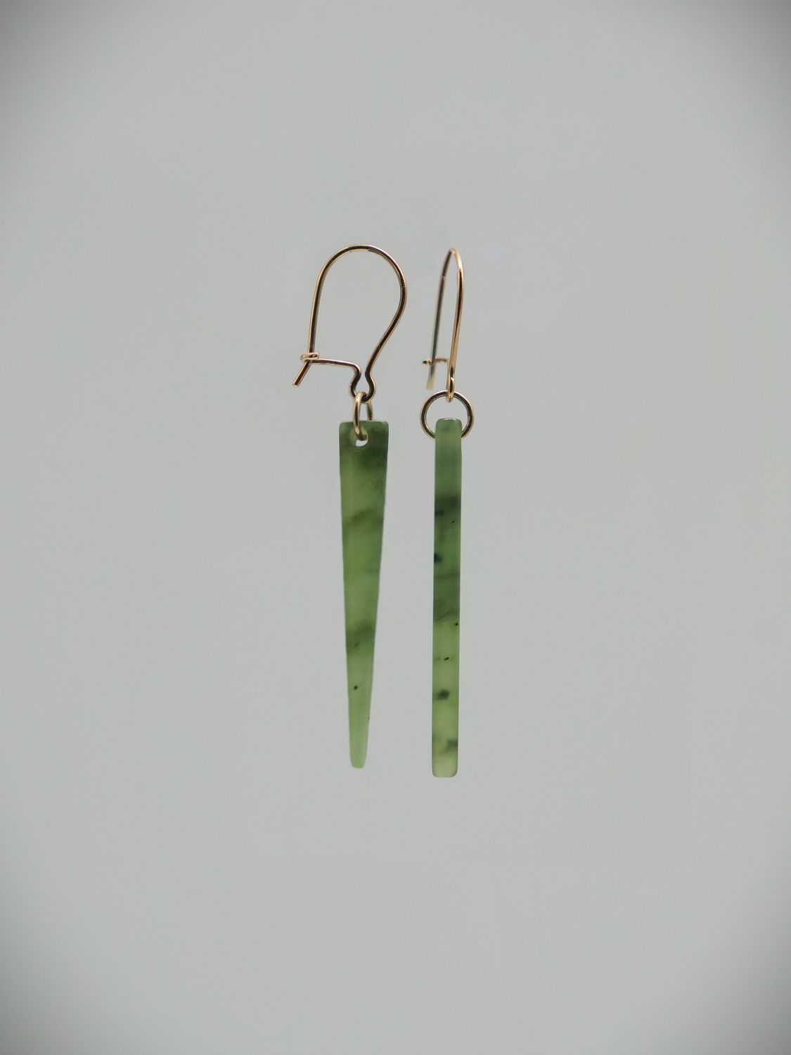 Moko Pounamu NZ Kahurangi Greenstone & 9ct Gold Earrings 12657