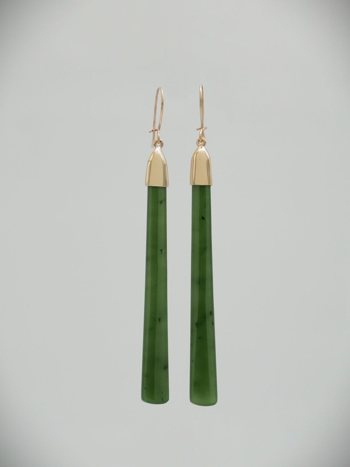 Moko Pounamu NZ Kahurangi Greenstone & 9ct Gold Earrings 12659