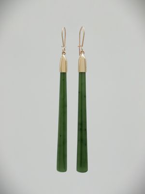 Moko Pounamu NZ Kahurangi Greenstone & 9ct Gold Earrings 12663