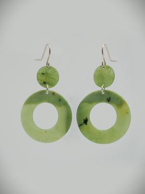 Moko Pounamu NZ Kahurangi Greenstone and Sterling Silver Chandelier Earrings 12668