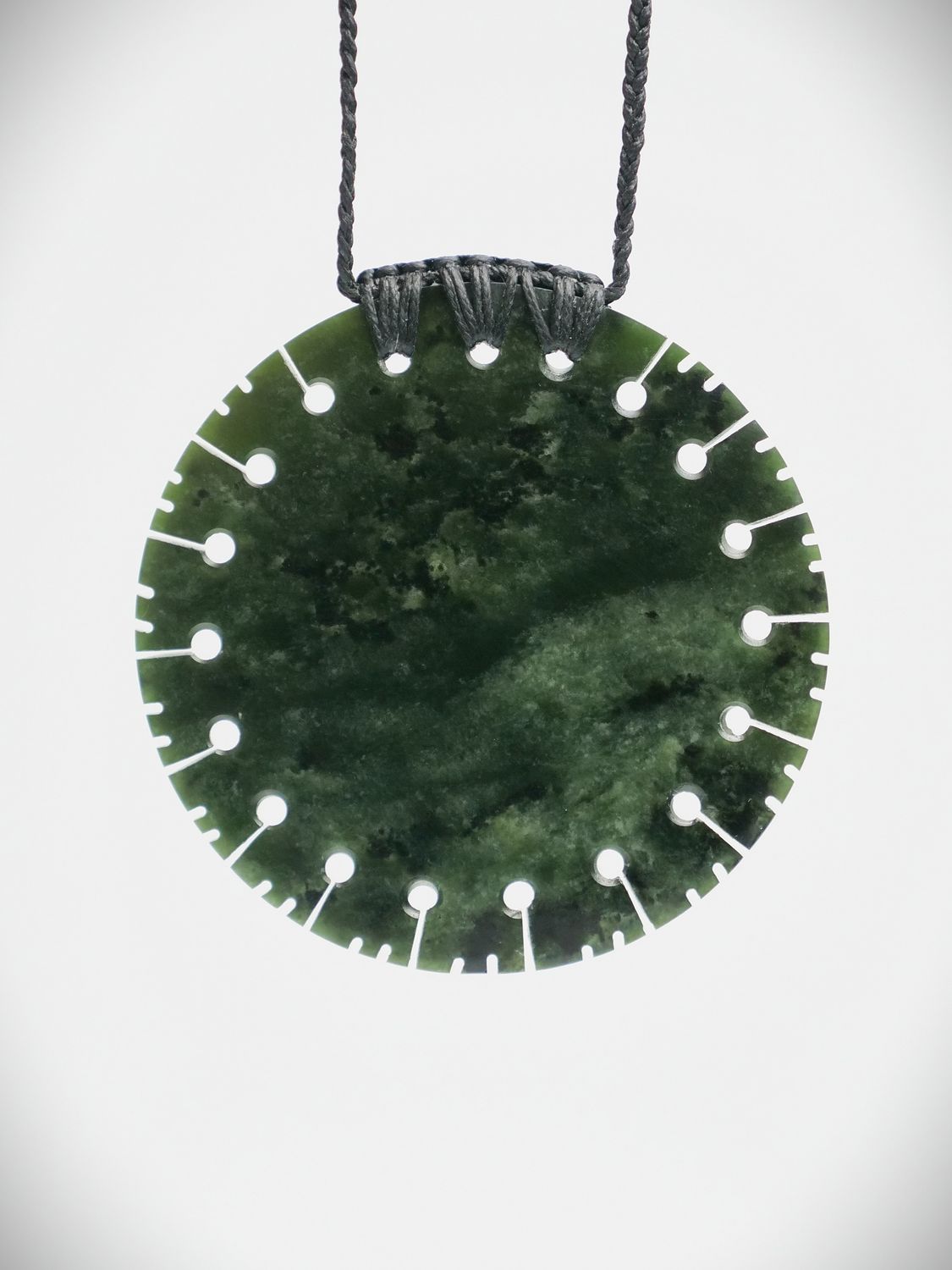 Moko Pounamu Contemporary Notched Porohita NZ Genuine Kawakawa  Greenstone - Rautapu