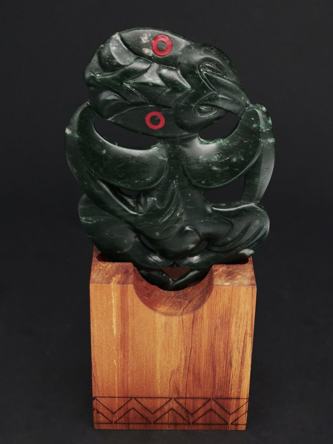 Moko Pounamu Tiki NZ Genuine Tangiwai Greenstone - Matangi