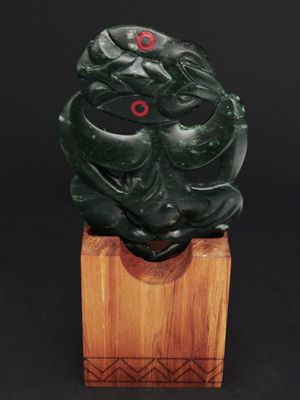 Moko Pounamu Tiki NZ Genuine Tangiwai Greenstone - Matangi