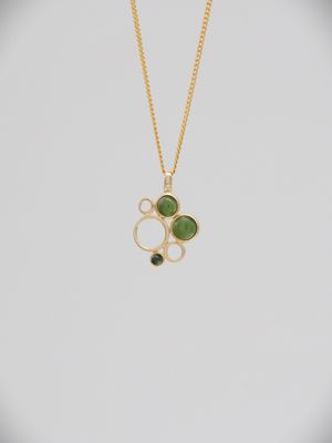 Moko Pounamu NZ Genuine Kahurangi Greenstone and 14ct Gold Multi Circles Pendant - SALE