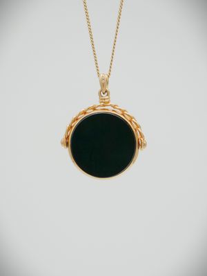Moko Pounamu Reversible NZ Genuine Greenstone, Black Jade  and 14k Gold Pendant - P41G