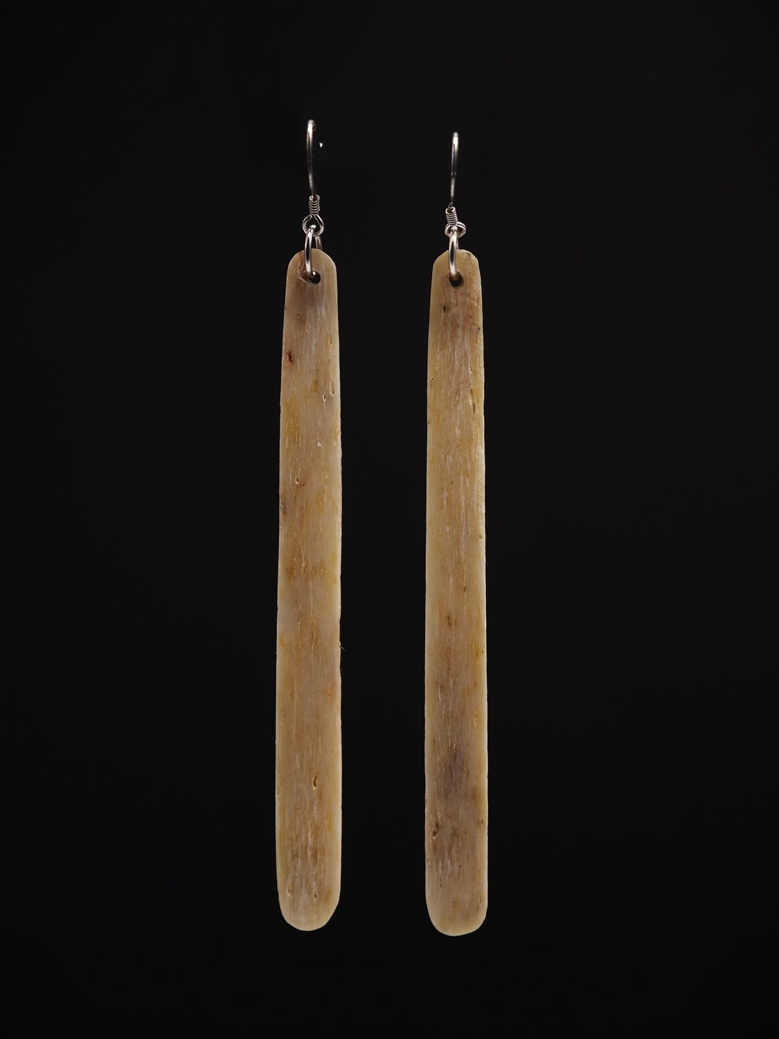 Moko Pounamu Whale Bone and Silver Drop Earrings 12700