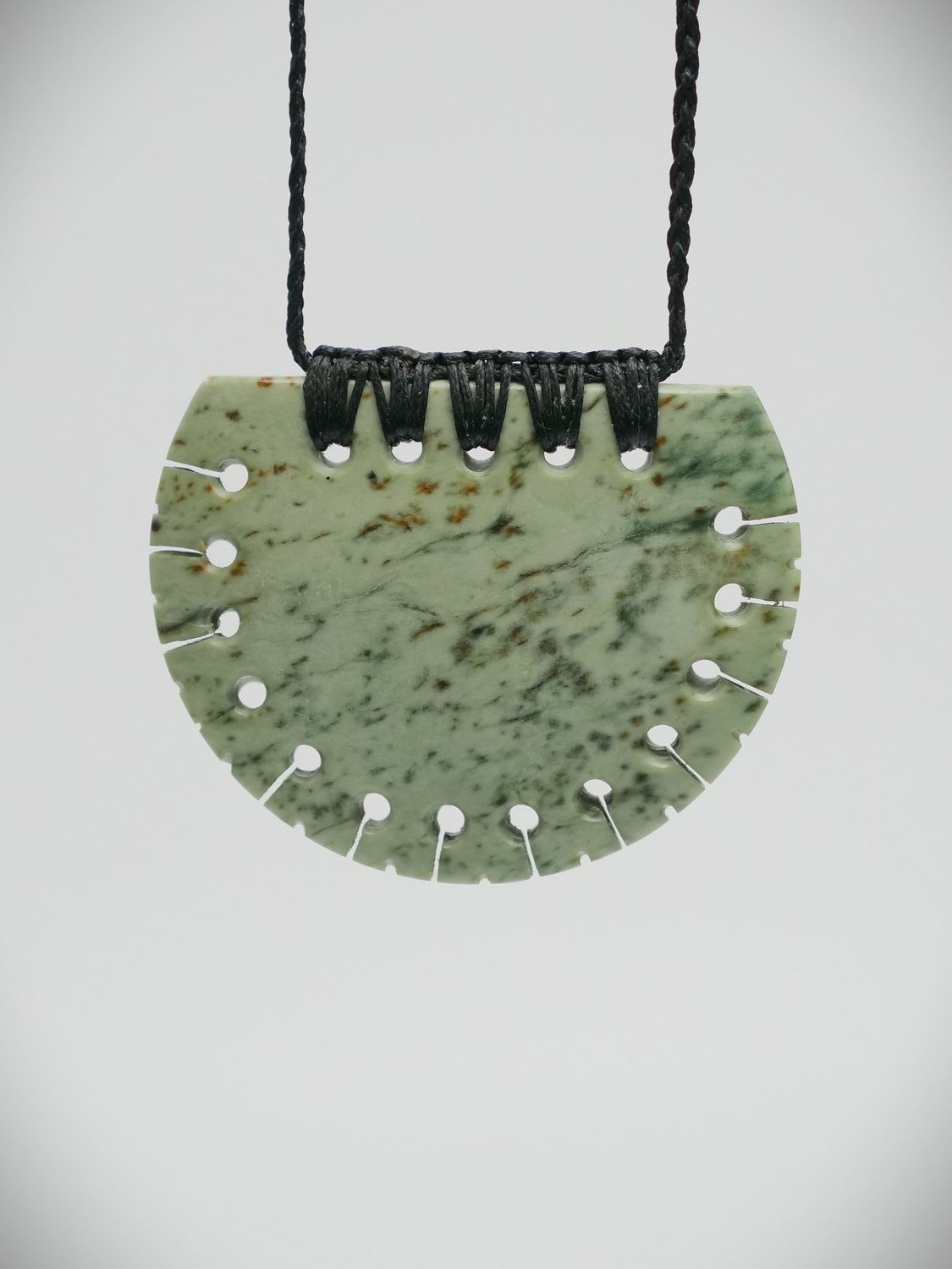 Moko Pounamu Breastplate NZ Genuine Kokopu Greenstone - Pukeuri