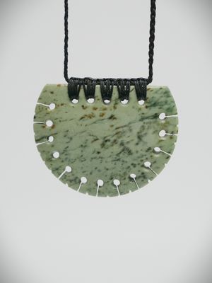 Moko Pounamu Breastplate NZ Genuine Kokopu Greenstone - Pukeuri