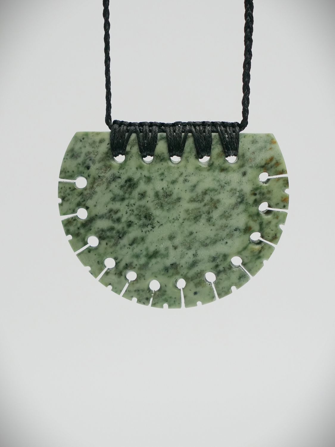 Moko Pounamu Breastplate NZ Genuine Kokopu Greenstone - Ohai
