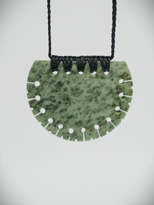 Moko Pounamu Breastplate NZ Genuine Kokopu Greenstone - Ohai