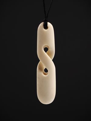 Moko Pounamu Pikorua (Twist) Whale Bone Carving - Mahuri