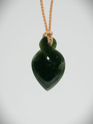 Moko Pounamu Single Pikorua (Twist) NZ Genuine Kawakawa Greenstone - Kohukohunui