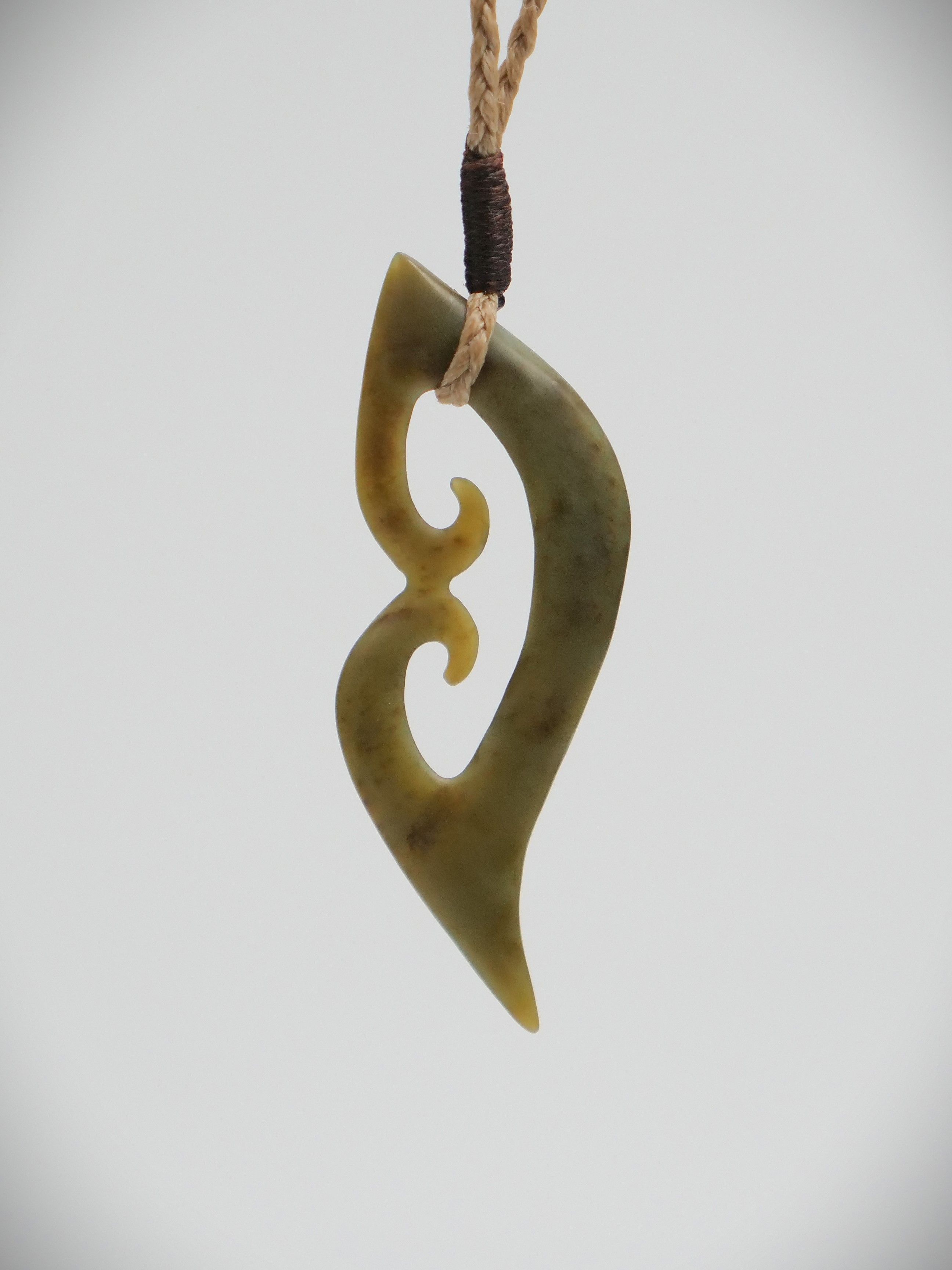 Moko Pounamu Koru NZ Genuine Inanga Greenstone - Mangatoetoe