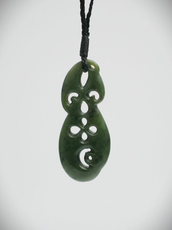 Moko Pounamu Contemporary Flower  NZ Genuine Kawakawai Greenstone - Putiputi