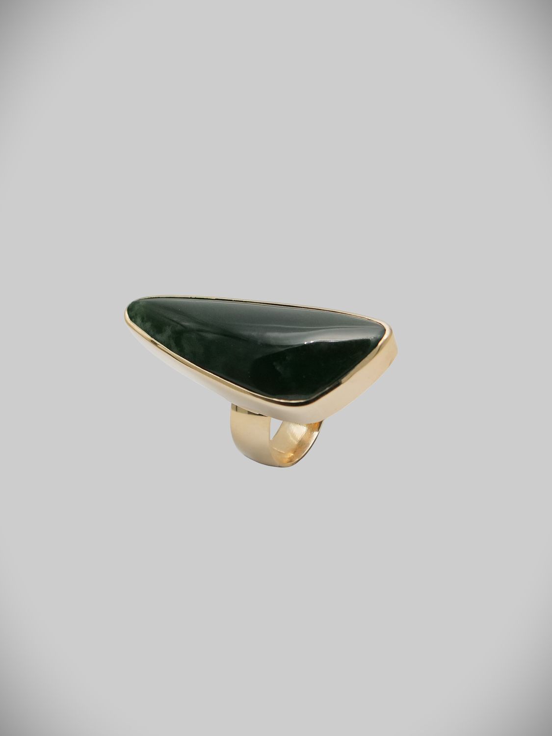Moko Pounamu Gilt Jewellery Kahurangi Flower Pounamu & 9ct Gold Ring 12781