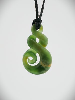 Moko Pounamu Double Pikorua (Twist) NZ Genuine Marsden Flower Greenstone - Murai