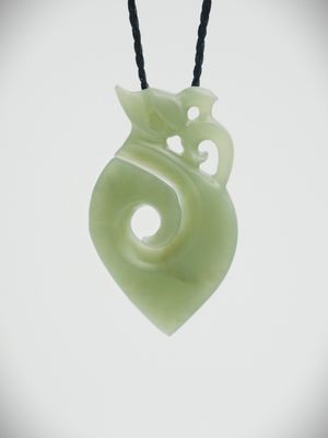 Moko Pounamu Manaia NZ Genuine Inanga Greenstone - Otuawaea