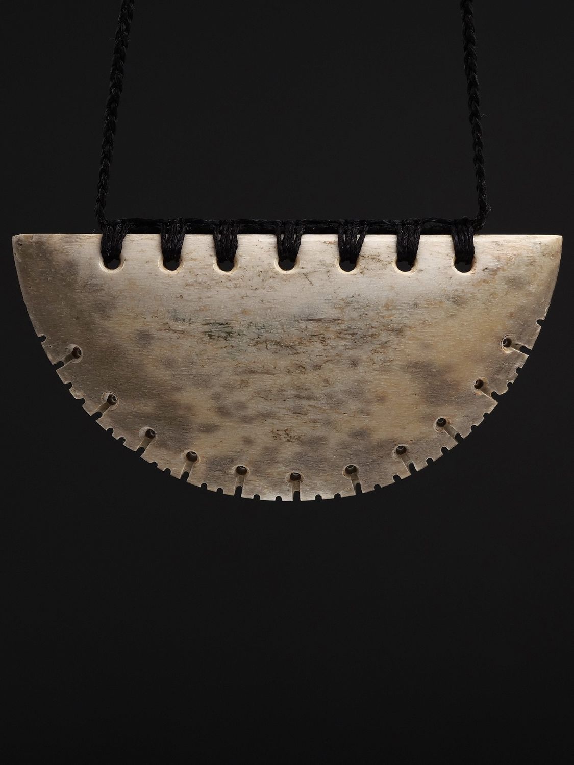Moko Pounamu Kouma Breastplate Whale Bone Carving - Wainui
