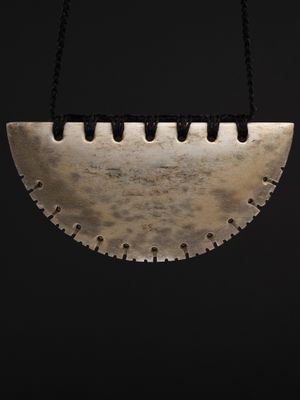 Moko Pounamu Kouma Breastplate Whale Bone Carving - Wainui